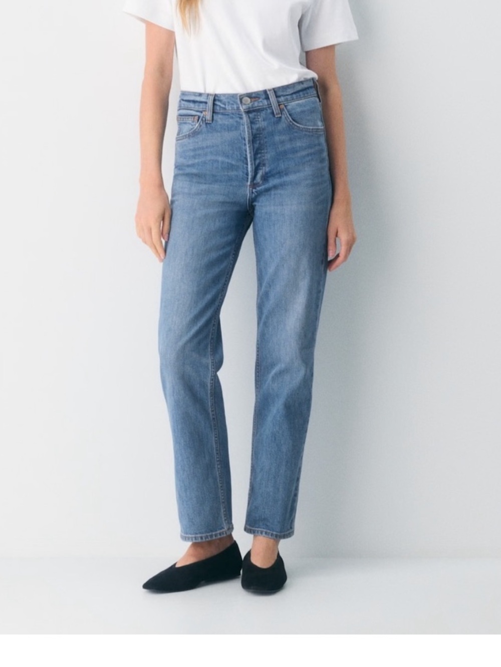 Aritzia Straight-Leg Jeans in Medium Blue Wash